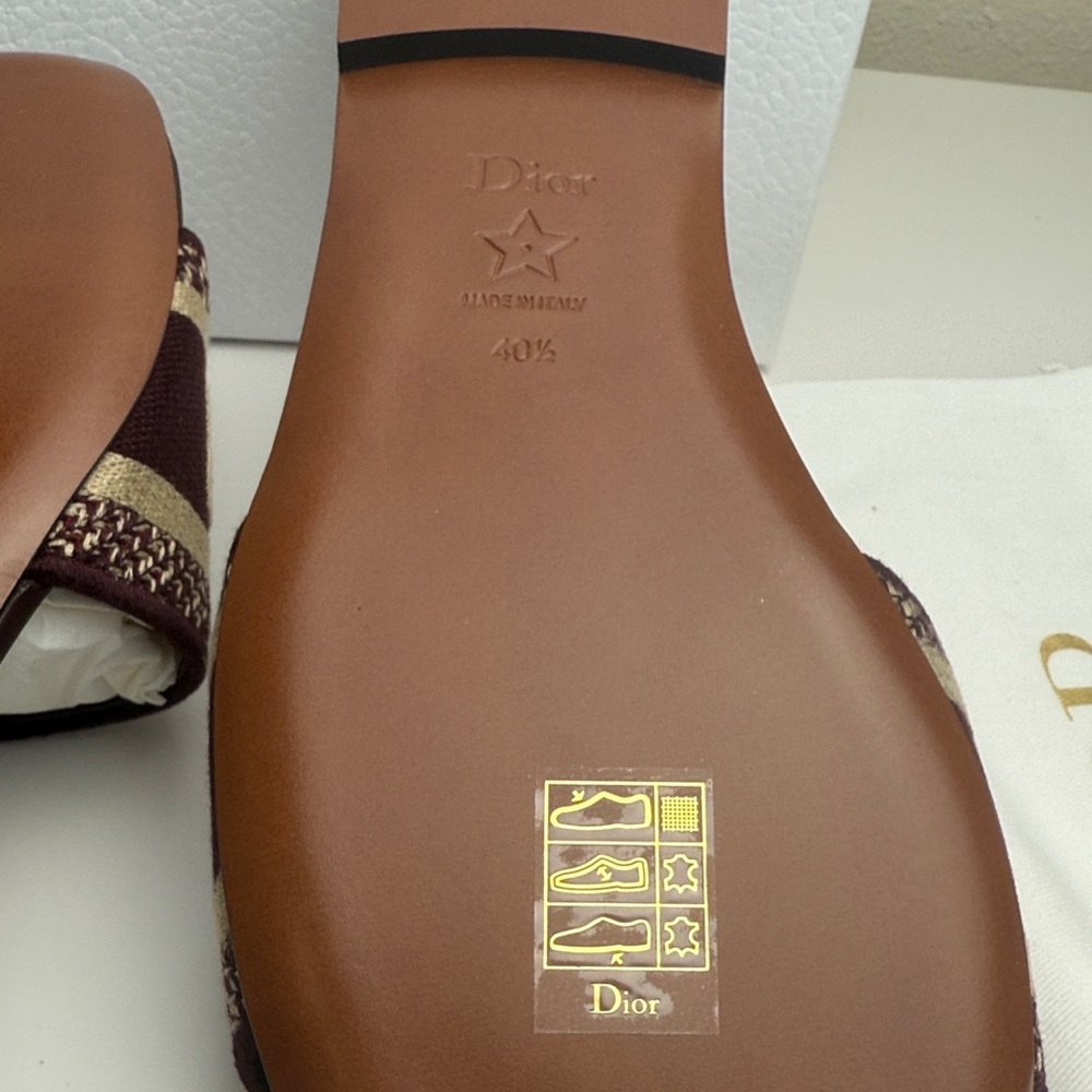 Dior Dway Slides Sz 40.5 Logo Strap Slide Sandals Deep Amaran/ Burgundy - Picture 6 of 7